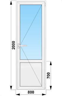 Пластиковые уличные входные двери со стеклянным низом 800x2000